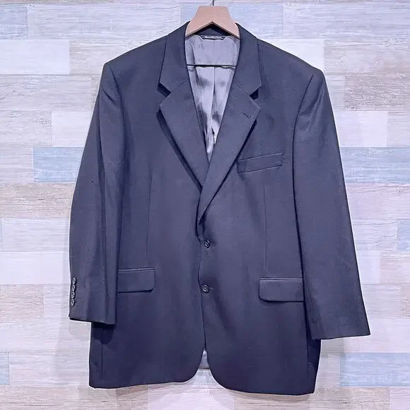 Jack Victor Pure Italian Cashmere Sport Coat Black Two Button Mens 46R