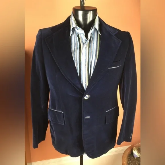 Cortefiel Navy velvet 70s Jacket
