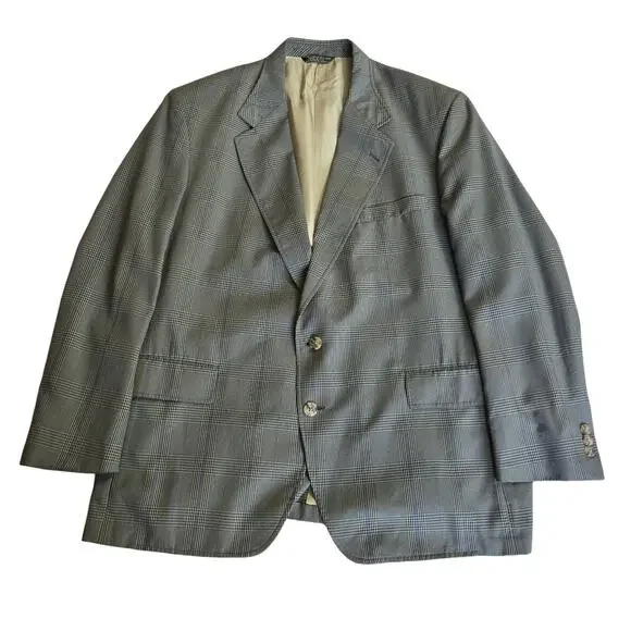 L.L.BEAN Men Vtg 90s Preppy English Countryside Grandpa Classic Plaid Blazer 46R