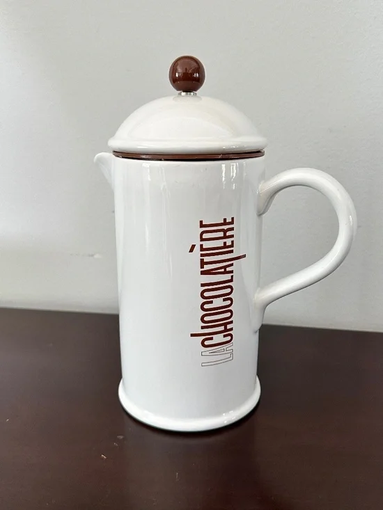 Crate & Barrel La Chocolatiere Stoneware Hot Chocolate Pot French Press Coffee