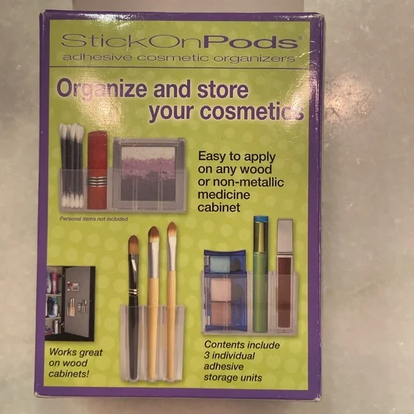 NIB StickOnPods adhesive cosmetic organizers