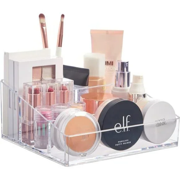STORi Clear Makeup Organizer Acrylic Vanity Brush Holder Beauty Storage Bin