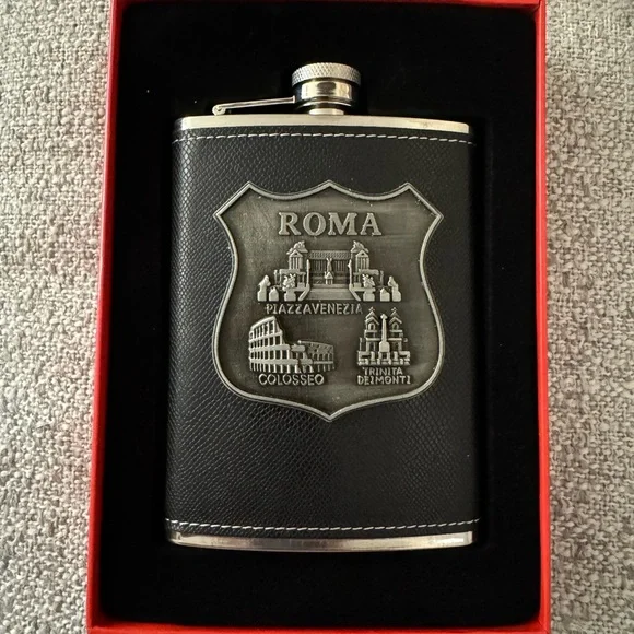 Black and Silver Roma Flask