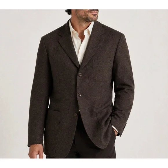 Canali Proposta Mens 100% Wool 3-Button Sport Coat Blazer Italy Brown 58 L