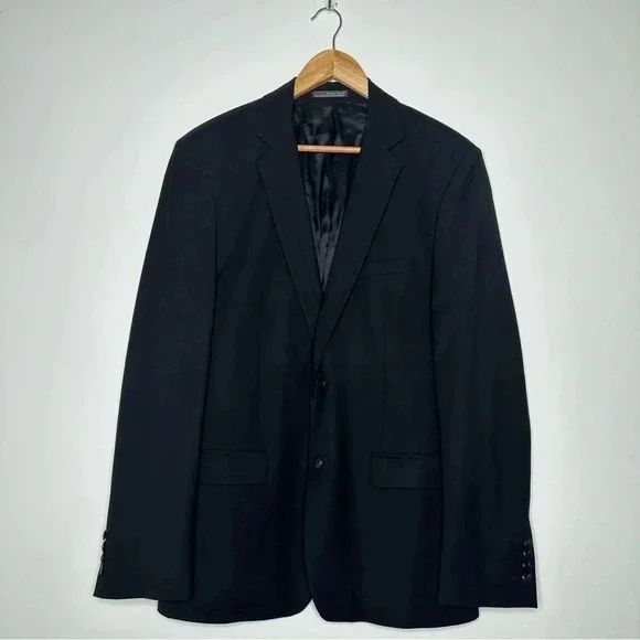 ZARA Man Black Wool Blend Two Button Blazer Size 42