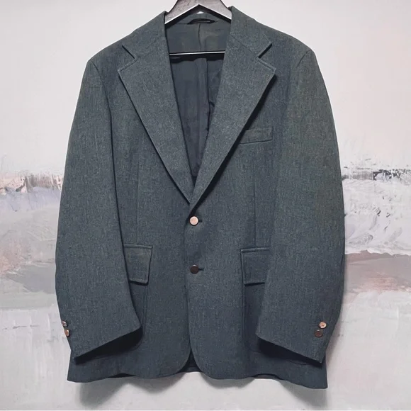 Vintage LEVIS Panatela Gray Sport Coat 44R Blazer Marled Gold Buttons Preppy 70s