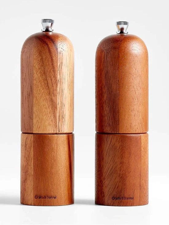 Crate&Barrel Tondo Acacia Salt and Pepper Mill Set