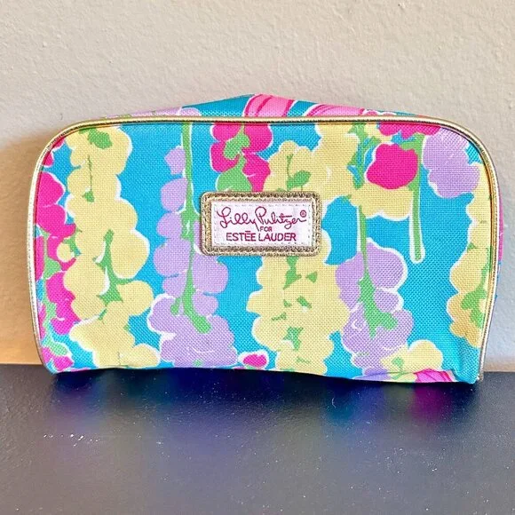 Lilly Pulitzer for Estee Lauder Makeup Bag Floral Cosmetic Pink Collab Cosmetics