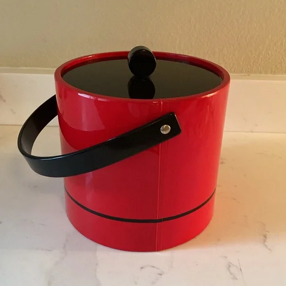 Vintage Ice Bucket Red Black