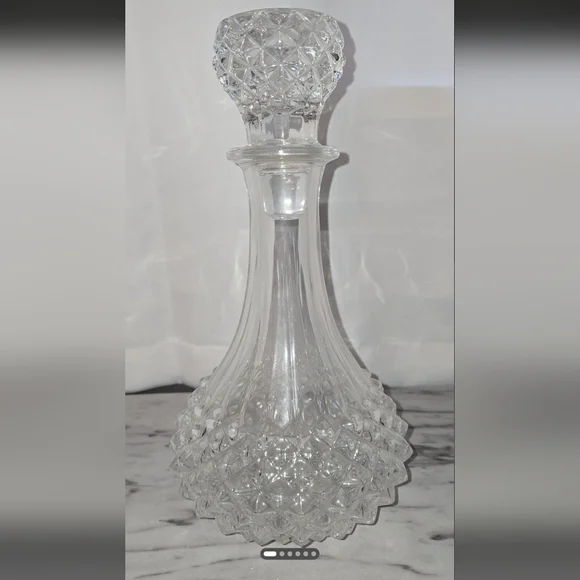 Vintage Crystal Diamond Cut Decanter
