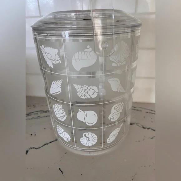 Vintage coastal ice bucket with coastal flair seashells by Culver