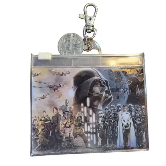 Disney Pins Star Wars Rogue One Death Star Charm Pin Lanyard Pouch ID Holder