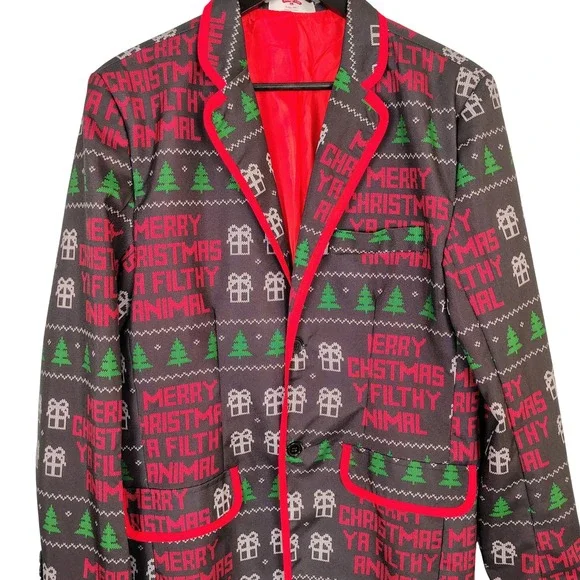 Holiday Time Merry Christmas Ya Filthy Animal Blazer Jacket Mens S home alone