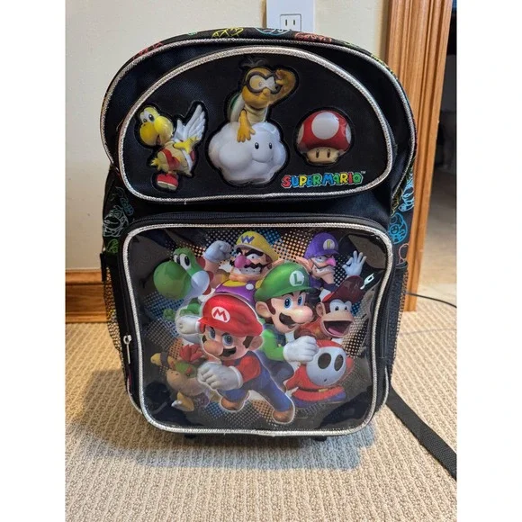 Nintendo Super Mario Rolling Backpack‎ Luggage with Cloud Charm