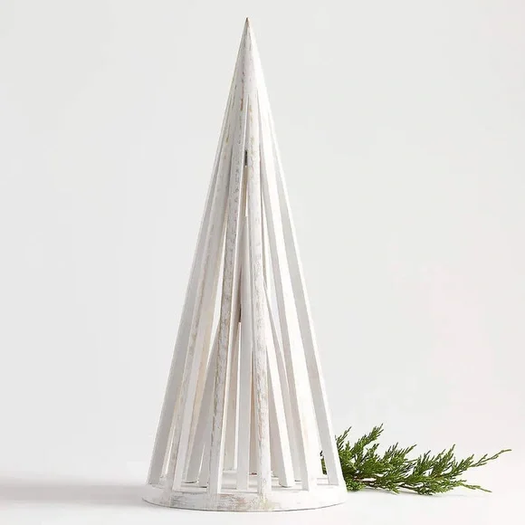 Crate & Barrel Hallstatt Whitewashed Wood Tree Decoration