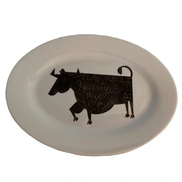 CRATE & BARREL FARMHOUSE PLATTER COW FROMAGE CHEESE PLATE