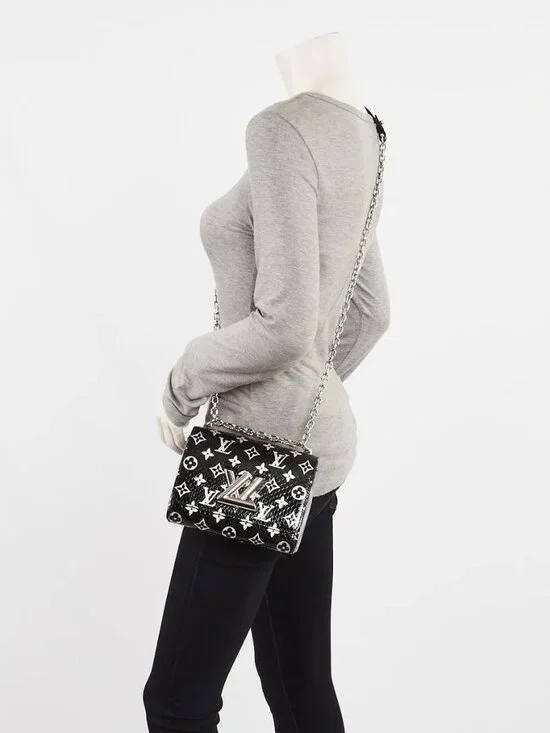 Louis Vuitton Black/Silver Monogram Python Twist PM Bag