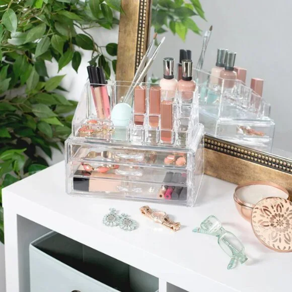 Clearly Chic 19 Compartment Cosmetic Organizer with 3 Drawer