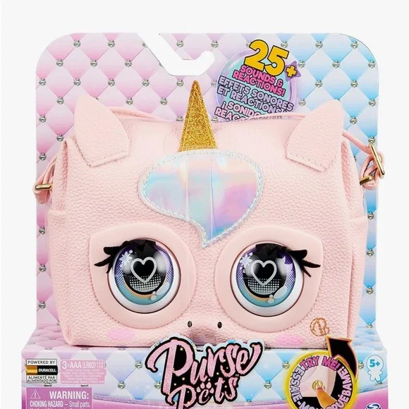 Purse pets Unicorn Kids Crossbody Bag - Pink and Gold