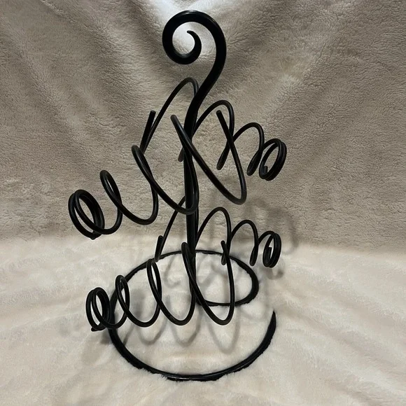 Spiral Metal 4 Bottle‎ Wine Rack - Table Top Wrought Iron 