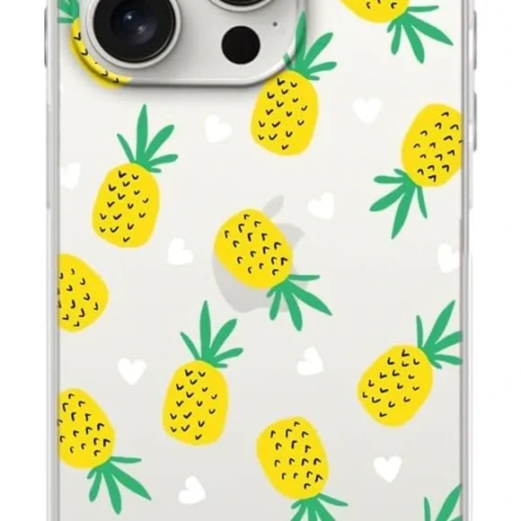 Pineapple with Hearts Phone Case Compatible for iPhone 15