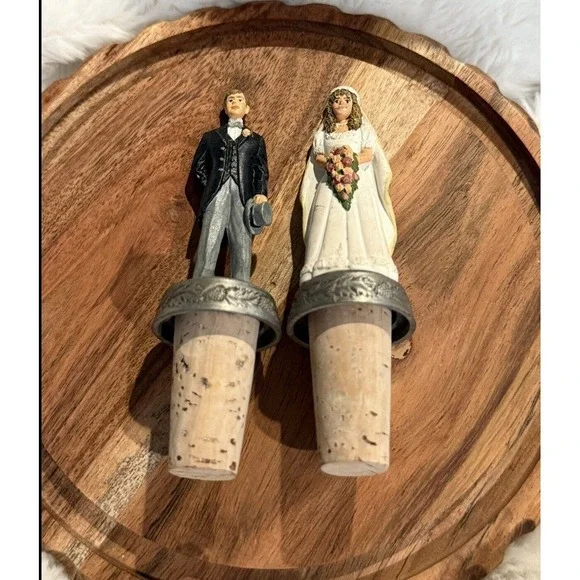 Vintage‎ Wedding Sterling Classic 1994 Bottle Stoppers Bride And Groom Set Rare