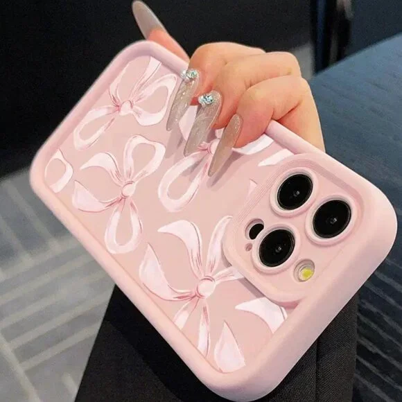 Brand New Pink Bow Silicone iPhone 15+ Cover