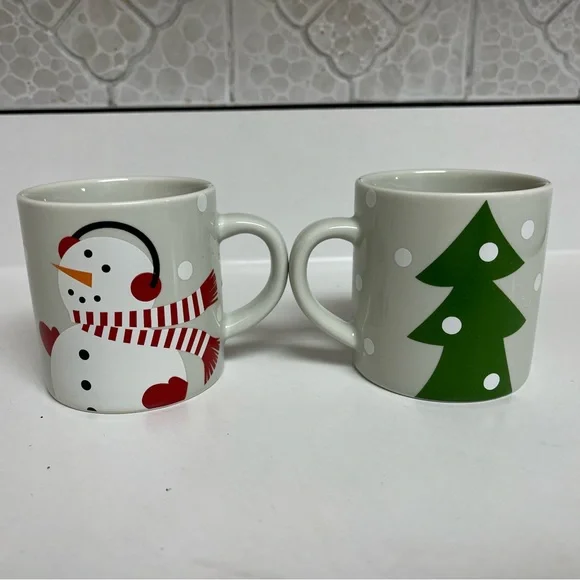 NWT Crate&Barrel Snowman Mugs