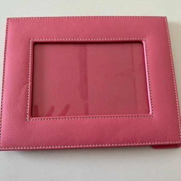 Crate&Barrel Barbie Pink Leather Picture Frame NWOT