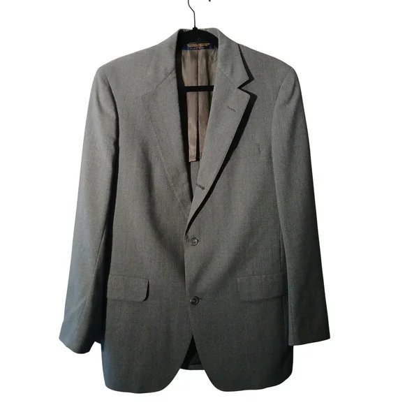 Brooks‎ Brothers Mens Grey Stretch Wool Suit Blazer Jacket Sport Coat Size 44R