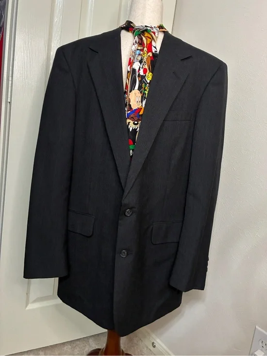 Macy’s Christopher Hayes Men’s Size 44L Vintage 100% Wool 2-Button Blazer Blk