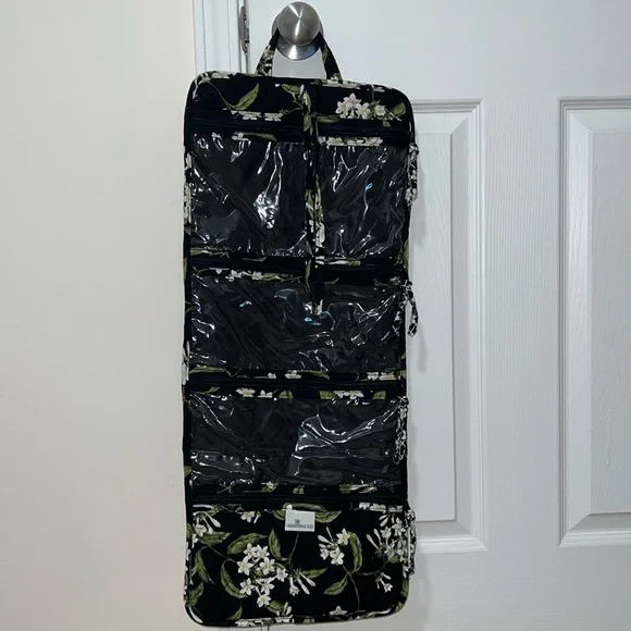 Vera Bradley Large Black Floral Travel Bag Organizer (EUC)