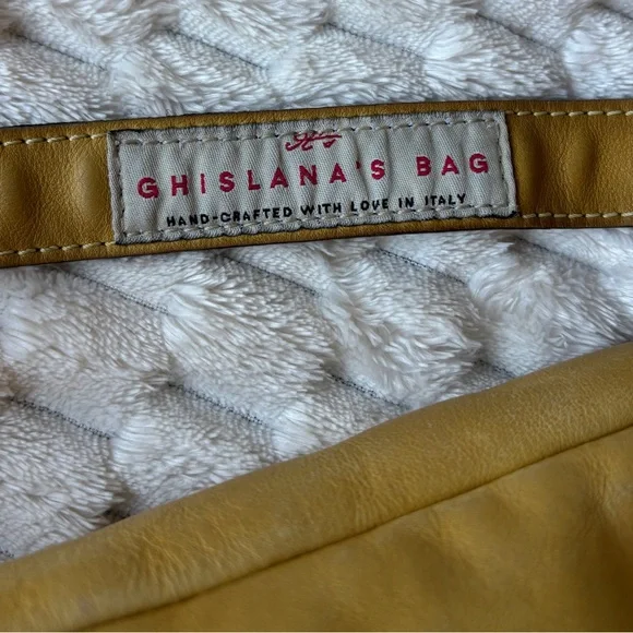 Ghislana's Bag Italian Leather Convertible Backpack Mustard Gray Colorblock