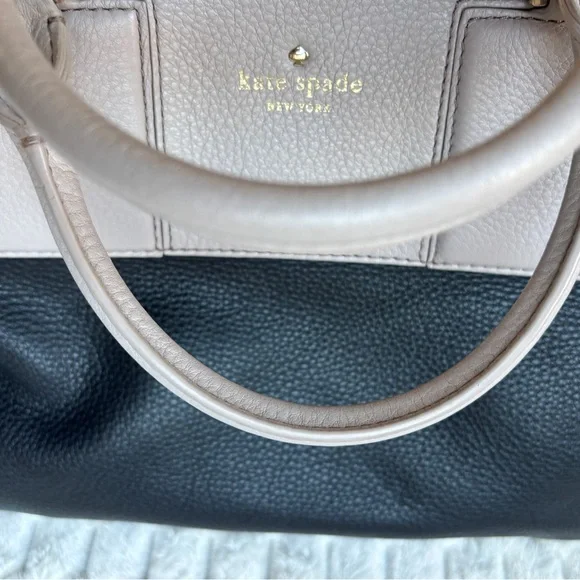 Price Drop** Kate Spade NY Black Taupe Colorblock Pebbled Leather Satchel