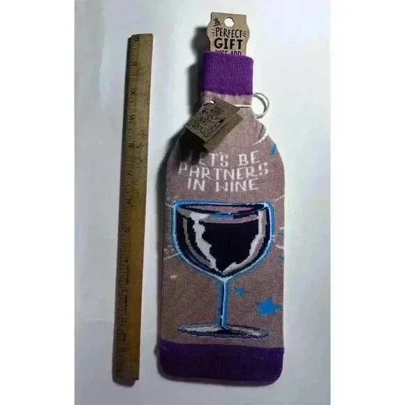 New “Let’s Be Partners In Wine “ Bottle Sock Kathy Primitives