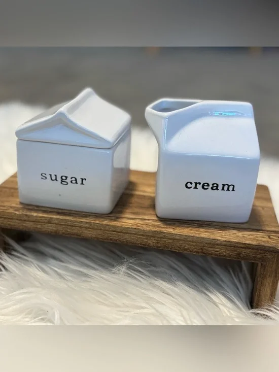 Crate & Barrel ceramic cream and sugar set ☕️