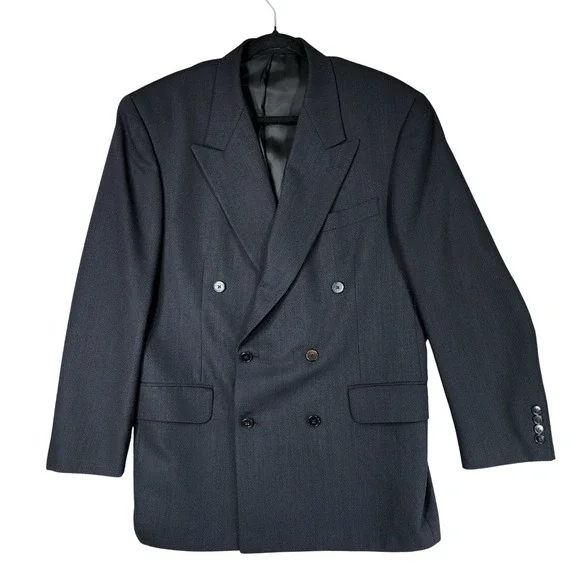Alfani Mens sz 41R Double Breasted Blazer Jacket‎ Giovanni Tonella Italian Wool
