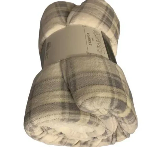Dogs/Cats Blanket Soft &Comfortable White/Gray Plaid Sz40X50/ WONDERSHOP
