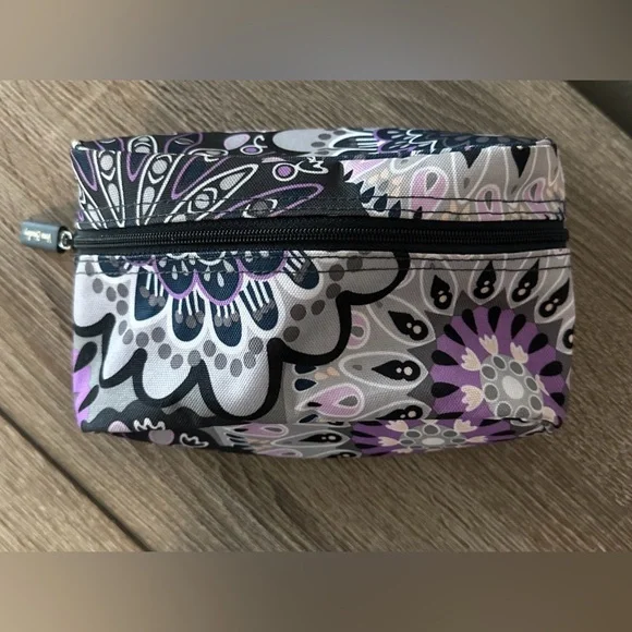 Vera Bradley MIMOSA MEDALLION Small Zippered Pouch Purple Gray Accessory Makeup
