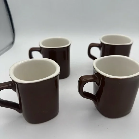4 Crate & Barrel demitasse chocolate Brown Expresso Mugs 4oz w/ Tags