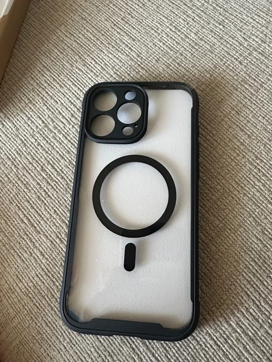 Clear Back Black Bumper iPhone 16 pro max Case with Magnetic Ring