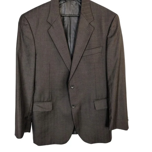 Jos A Bank Signature Gold Mens Brown Pinstripe Blazer Jacket Made in Italy 42R