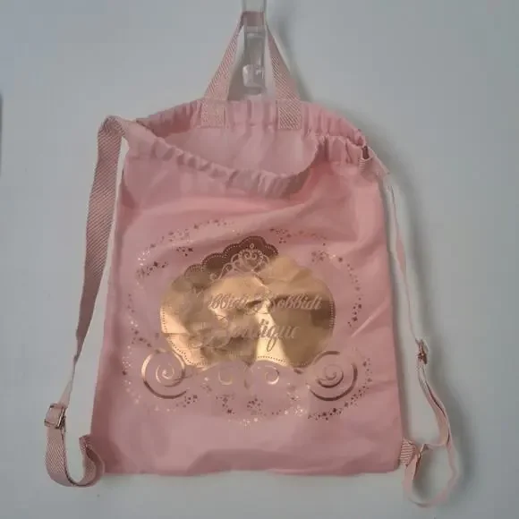 Disney Bibbidi Bobbidi Boutique Adjustable Backpack Sack Pink and Gold