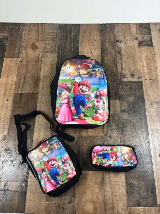 uper Mario Bros. Movie Backpack Set with‎ Insulated Lunch Bag and Pencil Case
