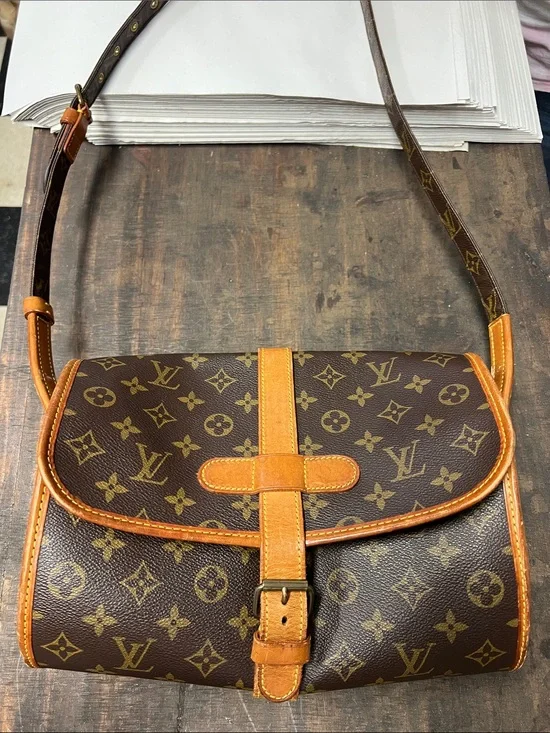 Louis Vuitton Monogram Shoulder Bag in Brown and Tan Leather