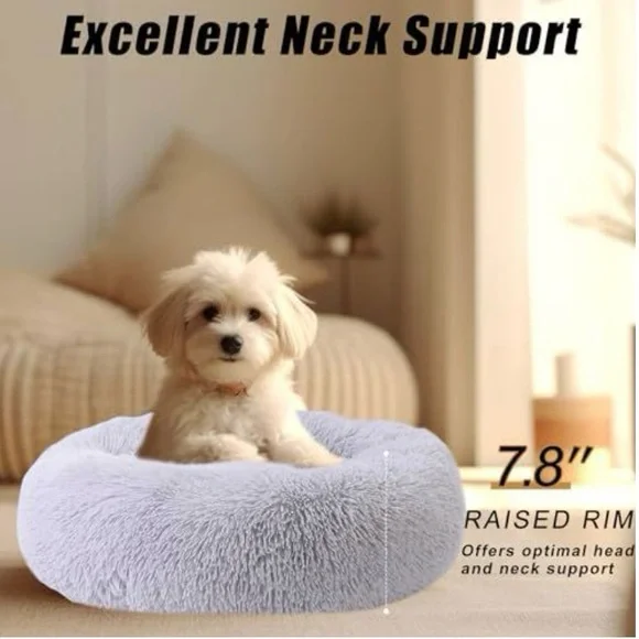 Cozy Plush Dog Bed - Gray