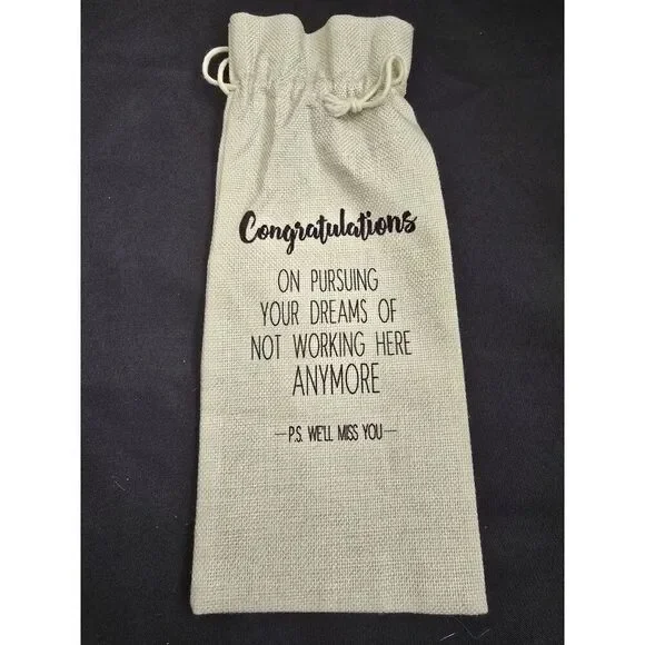 Rustic Fabric  Drawstring Wine Gift Bag