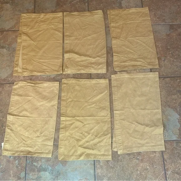Crate & Barrel Napkin Table Linens Set of 6 Rayon Cotton Sateen Sage Green