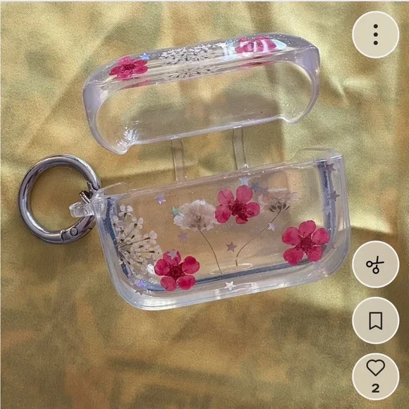 Floral Clear AirPods Case with Keyring
