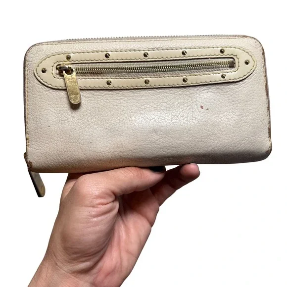 Louis Vuitton Suhali Zippy Wallet Cream White Studded Leather Zip Around Spain